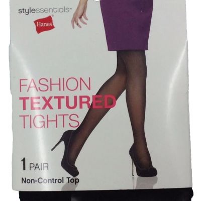 Hanes Fashion Textured Tights M/L  & L/XL Black Style Essentials Non-Control Top